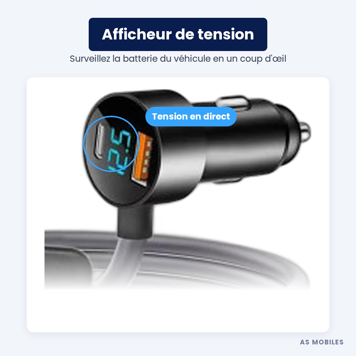 Câble allume-cigare à afficheur avec convertisseur 30 V pour Starlink Mini - 3 m